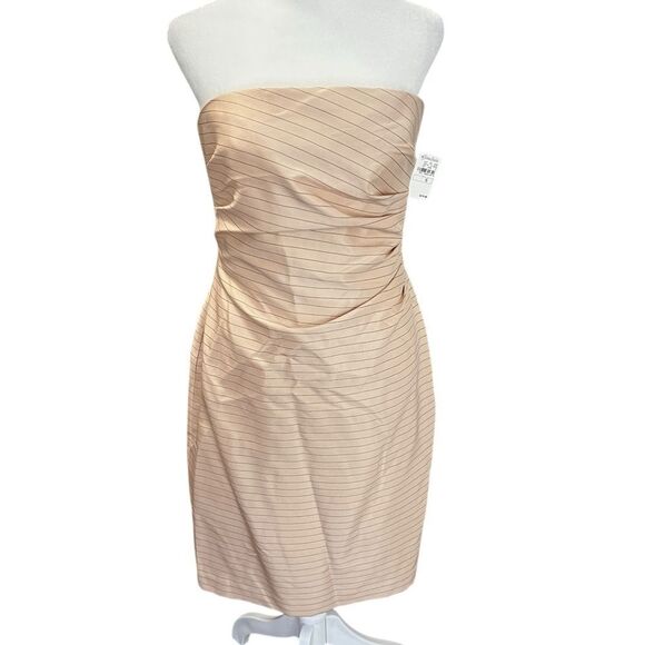 Kay Unger Silk Pinstripe Strapless Cocktail Dress NWT Size 6 - Picture 2 of 9